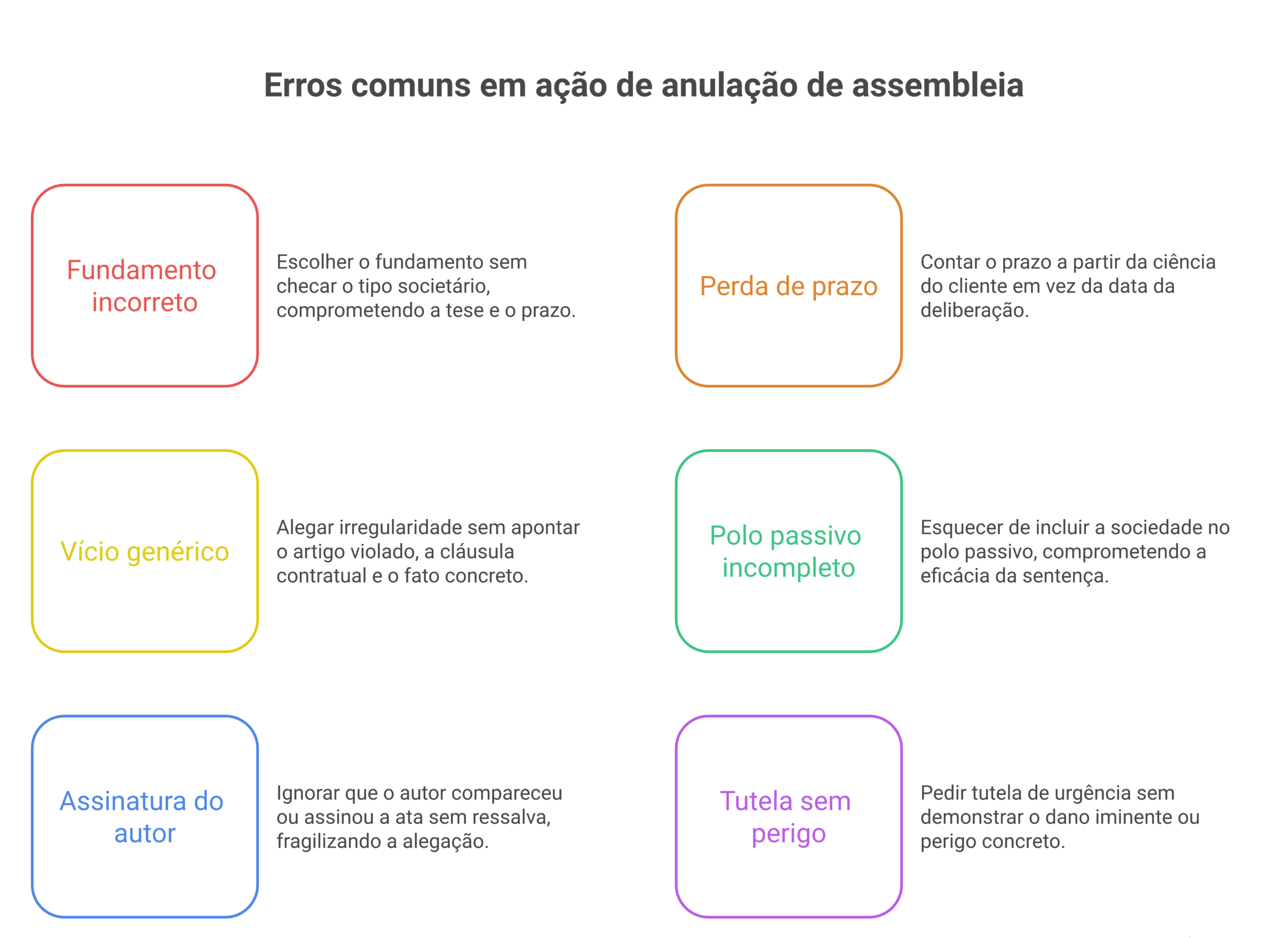 Visão geral: modelo de ação de anulação de assembleia societária